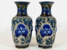 A pair of 19thC. Doulton vases, signed