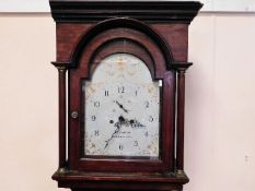 A large mahogany cased longcase clock with painted
