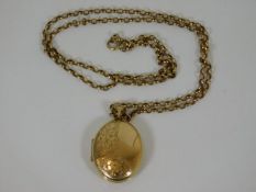 An antique 9ct gold locket & chain