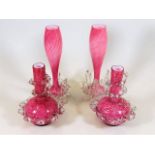 Two pairs of decorative Victorian style glass vase