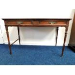 An early 19thC. rosewood side table with two drawe