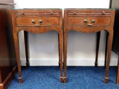 A pair of Edwardian mahogany bedside tables with d