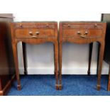 A pair of Edwardian mahogany bedside tables with d