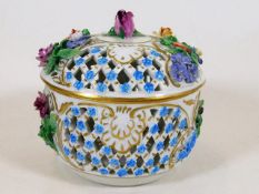 An early 20thC. reticulated Dresden porcelain pot
