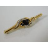 A 9ct gold sapphire & diamond brooch