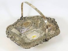 A good Victorian silver bread basket with repousse