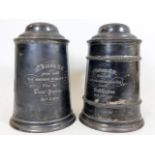 Two pewter tankards awarded to Lieutenant Pearse of 18th Devon R. V. for marksmanship dated 3rd Oct