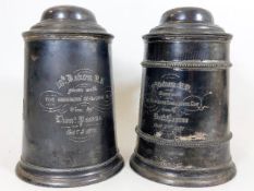 Two pewter tankards awarded to Lieutenant Pearse of 18th Devon R. V. for marksmanship dated 3rd Oct