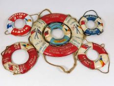 Six vintage P&O commemorative life rings