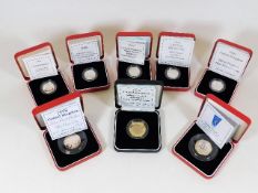 Eight Piedfort silver proof coins comprising five