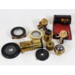 A small quantity of brass lenses & related items