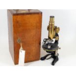 An O. Himmler Berlin 20241 boxed brass microscope