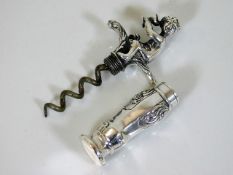 A Dutch silver Bacchus style corkscrew