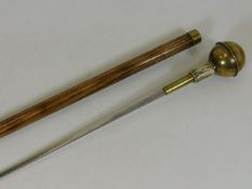 A brass & horn handled sword stick