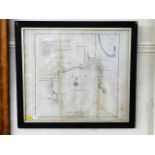 An 18thC. framed map of St. Austell, Cornwall