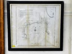 An 18thC. framed map of St. Austell, Cornwall