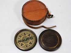 A brass cased compass carrying inscription "This Instrument used for many years by Sir Wm Gell, Asia