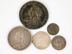 An 1895 Victorian silver crown & other similar ite