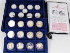 Two trays of Chinese silver proof coinage