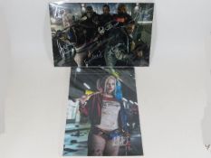 Two hand signed photos of Suicide Squad with COA,