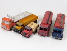 Five vintage Dinky diecast lorries including Bedfo