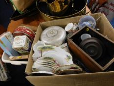 A box of various sundry items including ceramics &