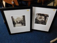 Six decorative framed sepia style photo prints