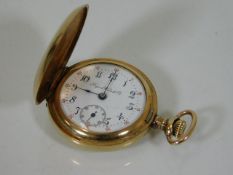 A gold plated ladies full hunter pocket watch