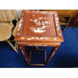 A modern Chinese hardwood plant stand inlaid with