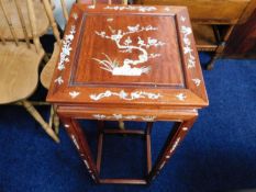 A modern Chinese hardwood plant stand inlaid with