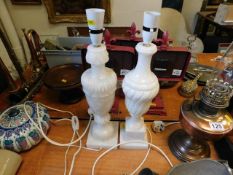 Two alabaster electric lamps