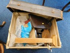 A leather trunk & a quantity of sundry items