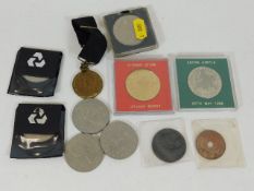 A 19thC. Cornish penny & other items