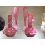 Two pairs of antique glass vases