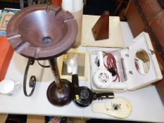 A bakelite ashtray, two bakelite hair dryers & a s