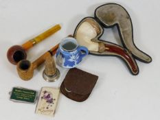 Three pipes & other items