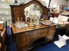 A large early 20thC. mirrored mahogany sideboard