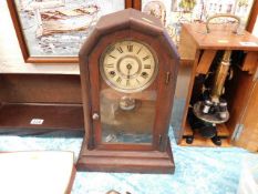 An American wooden cased mantel clock