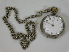 A ladies silver Omega pocket watch & chain