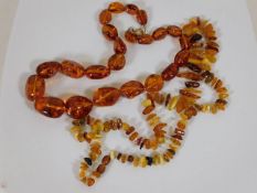 Two sets of amber beads