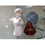 A Lladro figure & a Wedgwood bird