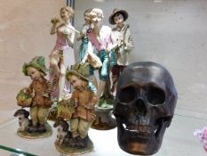 A quantity of Capodimonte figures twinned with a r