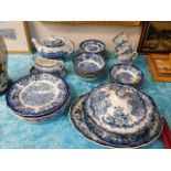 A Royal Worcester blue & white transfer ware servi