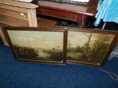Two oak framed hunting prints