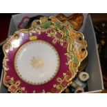 Four late 19thC. decorative plates & other ceramic