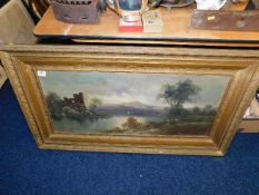 A large c.1900 gilt framed oil on canvas