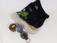 A ladies scarf, a compass & other items