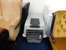 An aircraft pet transporter & a read dog safety ca