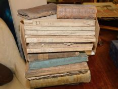 A boxed quantity of antique books & booklets a/f inc. 18thC. hymn music book