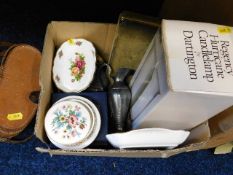 A boxed Dartington hurricane lamp, a pair of vinta